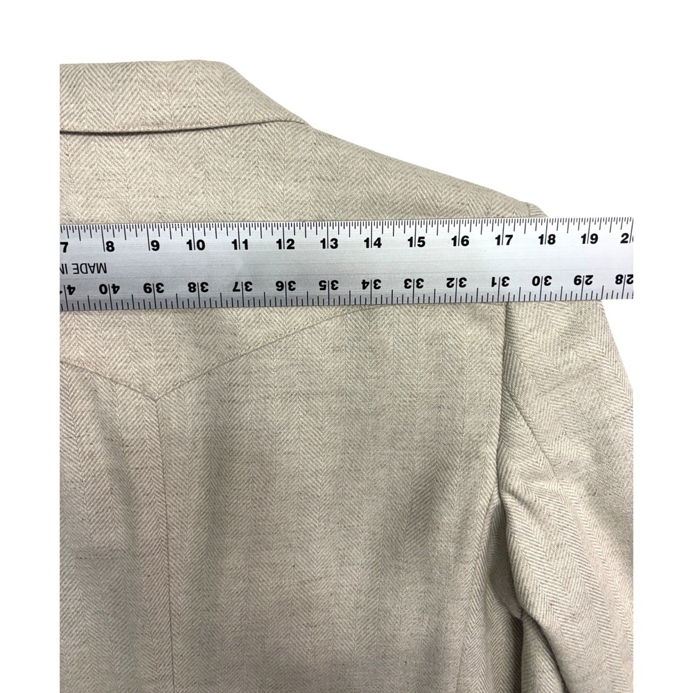 vtg 70s Tregos Western 40R Beige Herringbone Tweed Blazer Jacket Sport Coat USA - Picture 10 of 10